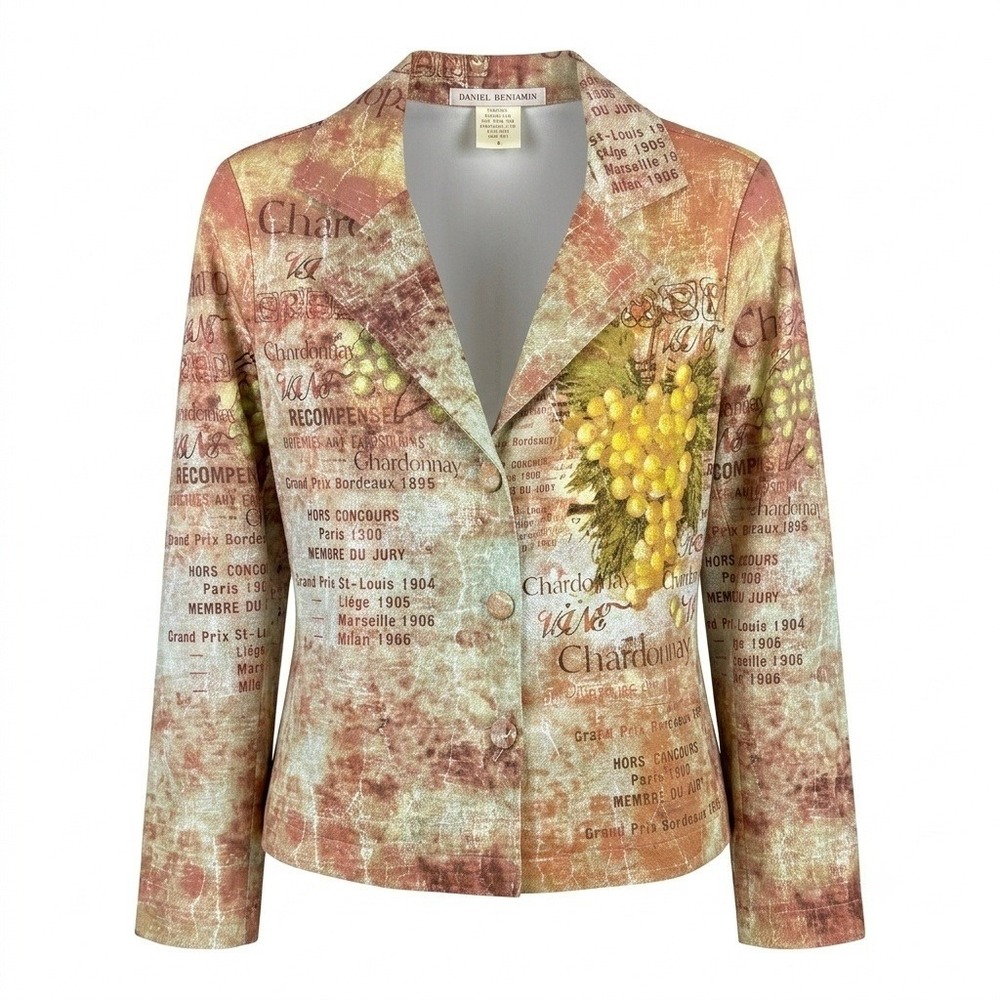 Daniel Benjamin French Wine Chardonnay Blazer Women Small Cottagecore Vineyard